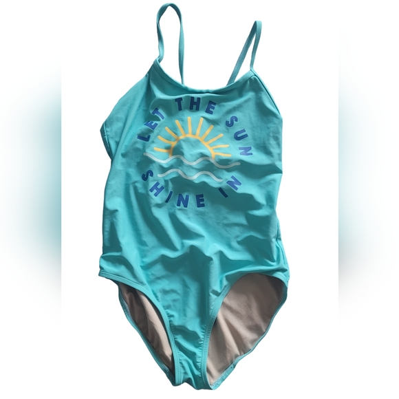 Old Navy Girl's One Piece Swimsuit SIZE XL 11/12 Blue Sun Print Shoulder Straps - Picture 13 of 14